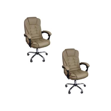 Imagem de Kit 2 Cadeiras De Escritório Presidente Reclinável - Bege