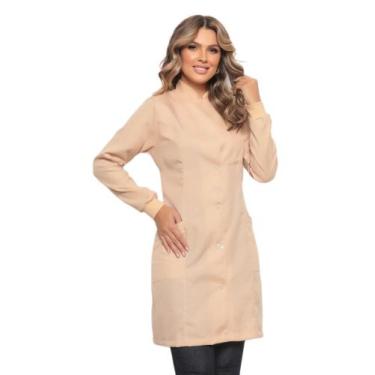 Imagem de Jaleco Feminino Capri Acinturado Punhos Oxford  Bege - Gardenia Jaleco