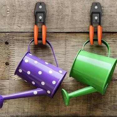 Imagem de Gancho de metal resistente e durável de duas cores, organizador de garagem montado na parede adequado para escadas, bicicletas e ferramentas - Resistência industrial, solução de armazenamento que