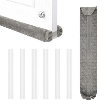 Imagem de UKQRRTC Rolha de corrente de porta de 2 lados, bloqueador de corrente de ar, instalação rápida, mantém o calor dentro e o ar frio fora, enchimento de folgas de tira de espuma, capa elástica premium