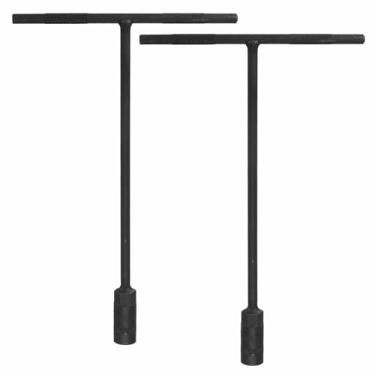 Imagem de HARFINGTON 2 peças soquete de chave em T, soquete de chave inglesa de 6 pontos métrico de aço de alto carbono de 15 mm com alcance longo para reparo de motocicletas, bicicletas, carros, cinza, preto