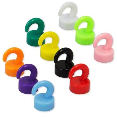 Imagem de IIUIKOO Pequenos ganchos magnéticos pacote com 10, mini ganchos magnéticos para cabanas de cruzeiro, geladeira, cozinha, sala de aula, escritório, quadro branco, garagem, oficina, ganchos magnéticos