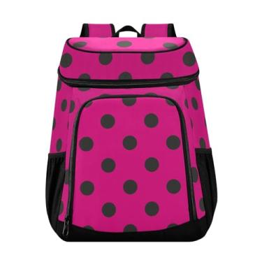 Imagem de Mochila térmica de bolinhas rosa choque com 36 latas, isolada à prova de vazamento, à prova d'água, lancheira para homens para trabalhar, piqueniques, acampamento, caminhada