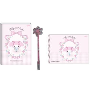 Imagem de Kit Escolar, Caderno Brochurão Universitário, Caderno Cartografia Desenho e Caneta Personagem, Material Escolar Infantil (modelo 07)