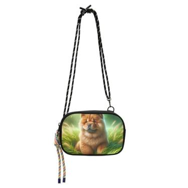 Imagem de TSENQUE Bolsa feminina Chow Chow Chow para filhotes de cachorro pequena, bolsas transversais, bolsas de ombro, bolsa feminina para celular com alça
