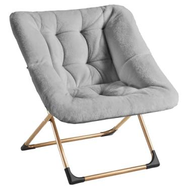 Imagem de Youtanic Cadeira de pires grande e confortável, cadeira de leitura de pele sintética macia para adultos, moldura de metal extragrande estável e almofada antiderrapante, cadeiras dobráveis e