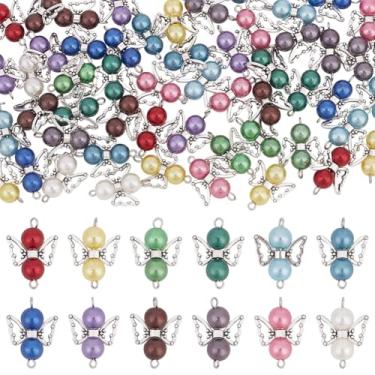 Imagem de HOBBIESAY 72 peças pingentes de anjo de ação de graças pingentes de anjo da guarda em massa asas de fadas coloridas contas de pérolas asa chfor chaveiro fazendo joias fazendo lembrancinha de festa DIY