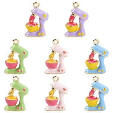 Imagem de Ipotkitt 8 peças, 4 cores, liga esmaltada, liquidificador, amuletos de máquina de cozinha, para fazer joias, pulseira, colar, brincos, chaveiros, artesanato