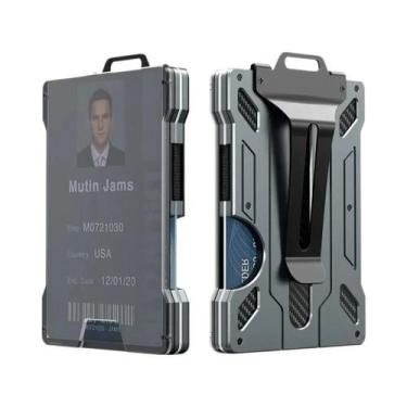 Imagem de Carteira Mini Masculina Em Fibra De Carbono Com Bloqueio RFID, Porta-C