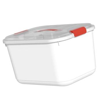 Imagem de Yosoo Caixa de Armazenamento de Emergência Com Mais de 30 Cápsulas, Organizador de Grande Capacidade Com Tampa de Travamento, Alça Reforçada, Prateleiras Transparentes, Seções (vermelho)