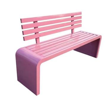 Imagem de LOERSS Banco de jardim à prova de intempéries, bancos ao ar livre, banco de pátio, antiferrugem, banco de parque para varanda, quintal, gramado, deck (tamanho: 150 cm/59 pol, cor: rosa A)