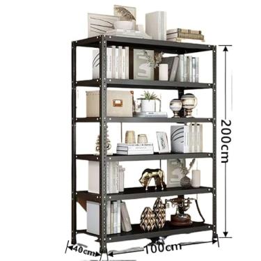 Imagem de Rack De Armazenamento De Aço Multifuncional De 120 Cm Com 6 Prateleiras Ajustáveis(Preto 6 Divisórias100*40 * 180cm)