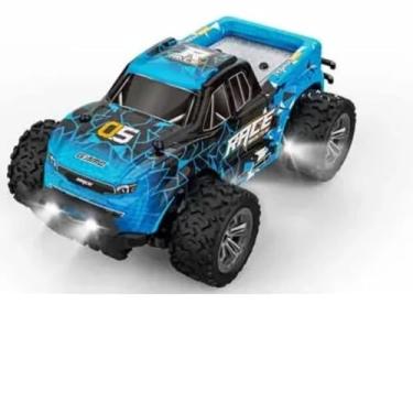 Imagem de Carro de Controle Remoto Off-Road 1:20, 2.4GHz 4 Canais, Luzes LED, Tração 2WD, Bateria Recarregável 3.7V, Velocidade 20 km/h, Azul, 21x13.6x9 cm