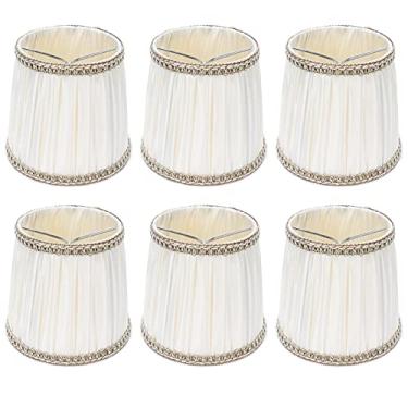 Imagem de ZJchao Abajur de Tecido Lustre Moderno Capa de Abajur de Mesa Design de Encaixe para Lâmpadas E14 Lâmpadas de Vela Quarto Hall Sala de Estudo Hotel Estúdio Pano de Ferro Bege 6 Peças