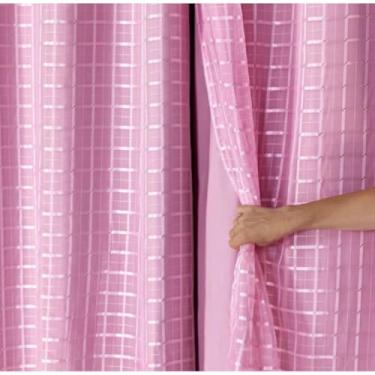 Imagem de Cortina Blackout Dupla Camada PVC Prata com Voil Decorativo - Bloqueio Total de Luz, para Varão Simples, Pronta para Instalar(ROSA,JANELA 2,80 X 1,70)