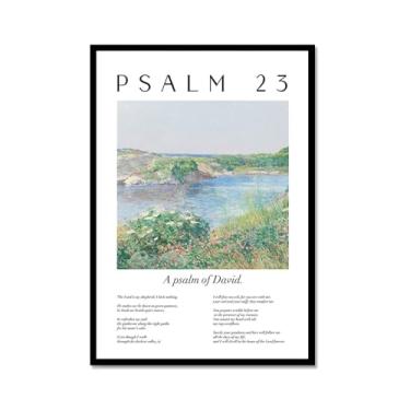 Imagem de Coleção de Salmos das Escrituras Monet Van Gogh Famosa Pintura em Aquarela Impressão Verso da Bíblia Pôster em Tela Decoração de Parede de Casa Cristã (SKU11,12x40,6 cm = (30 x 40 cm), Moldura de