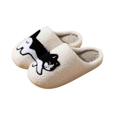 Imagem de Chinelos Infantis De Inverno Quentes E Respiráveis Com Estampa De Gato