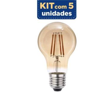 Imagem de Kit Com 5 Lâmpada LED Bulbo Retro Filamento A60 E-27 4W 2200K Blumenau