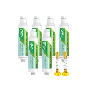 Imagem de AQUA CREST Filtro de água de mangueira de jardim para plantas, reduz muito o cloro, odor, melhora a saúde das plantas, ideal para jardinagem orgânica, agricultura e animais de estimação, pacote com 6