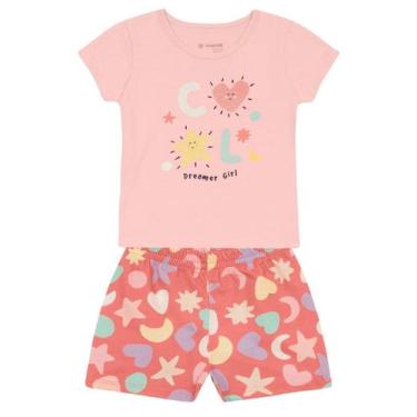 Imagem de Pijama infantil menina colorido com brilho Brandili -Rosa, 8, Rosa