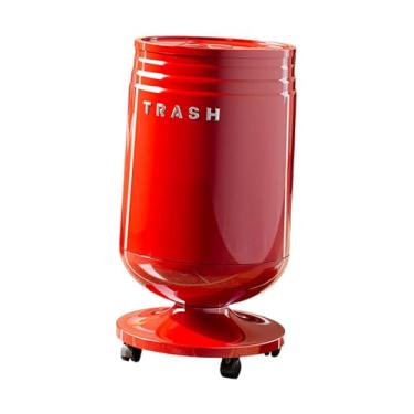 Imagem de Generic Lixeira com Rodinhas, Cesto de Lixo, Balde de Armazenamento, Lixeira Prática para Escritório, Sala de Estar, Cozinha, Apartamento, Hotel, Vermelho, L