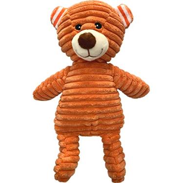 Imagem de Giftable World Urso sentado de veludo cotelê de 22 cm com orelhas enrugadas e brinquedo de mastigação de cachorro