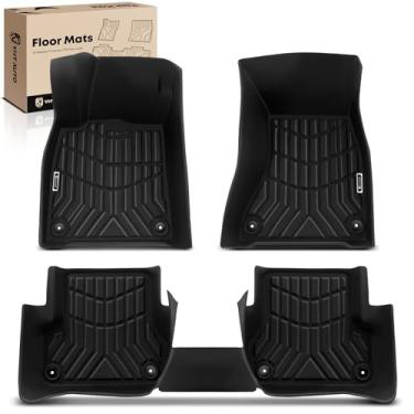 Imagem de YHTAUTO Tapetes de chão compatíveis com Audi A6 2012-2018/S6 2013-2018, tapetes de carro TPE para todos os climas, forro antiderrapante e inodoro, acessórios internos para carros dianteiros e forro de