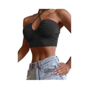 Imagem de Top Cropped Sem Mangas E Costas Descobertas Para Mulheres, Estilo Halt