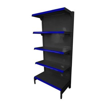 Imagem de Gôndola Prateleira Preta 5 Níveis 40x30 New Plus 1,70 Ponta Pe Azul - Sa Gôndolas