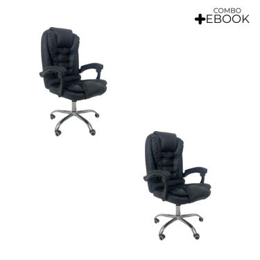 Imagem de Kit 2 Cadeiras De Escritório Presidente Reclinável - Preto