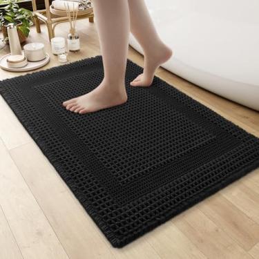 Imagem de AMOAMI Tapete de banho waffle, tapetes de banho absorventes para banheiro, antiderrapantes, laváveis na máquina, tapetes de banheiro com borlas, tapetes de banho ultra macios Boho para chão 61 x 91 cm