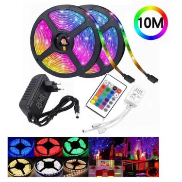 Imagem de 10m Fita Led 5050 Rgb Inteligente Contole Remoto 600led