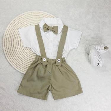 Imagem de Conjunto Infantil Menino Mauricinho Camisa Social Com Gravata Mais Sho