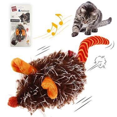 Imagem de Gigwi Brinquedo interativo para gatos, rato que se movimenta, brinquedo automático para gatos, rato eletrônico com cauda peluda, brinquedos para gatos com barulho para ambientes internos/exercícios ao ar livre (orelha laranja)