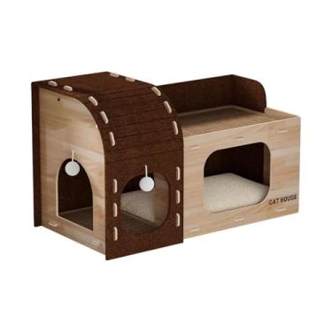 Imagem de FashionCha Toca para Gatos com Brinquedo de Bola Pendurado, Versátil E Portátil, para Brincar, Descansar E Se Esconder, a Arranhões, com Arranhador E