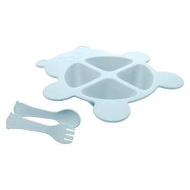 Imagem de Conjunto Prato C/02 Talheres Bambu Baby Bear Azul 5412 Lyor