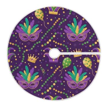 Imagem de ATTX Saia de árvore com máscara de carnaval de 118 cm – decoração festiva para festas de ano novo e carnaval #510