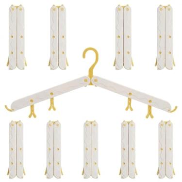 Imagem de 10 cabides dobráveis modulares de viagem (bege/vermelho), cabides dobráveis que economizam espaço máximo para cruzeiro, trailer e bagagem | Conjunto durável de dois tons (bege/amarelo)