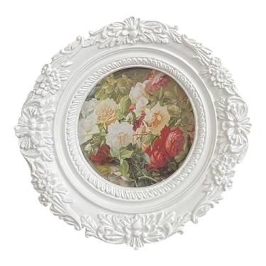 Imagem de Generic Porta-retratos oval vintage, suporte decorativo para cartões, moldura ornamentada em resina para casamentos, feriados, mesa, casa de campo, corredor.