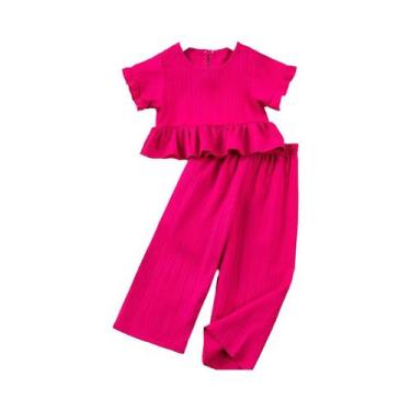 Imagem de Conjuntos De Roupas Casuais De Verão Para Meninas 2PCS Calças Largas C