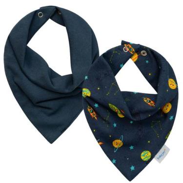 Imagem de Kit 2 Babador Impermeável Bandana 42 cm x 20 cm Baby Joy, Foguetes