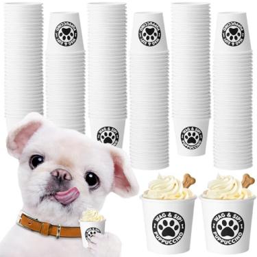 Imagem de Yungyan 100 peças de copos pequenos de 85 g para cães, mini copos para creme, mini pata de cachorro, recipiente de papel descartável para café, bar, petiscos para animais de estimação, material de