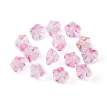 Imagem de 100 peças galvanizadas contas de flor trompete de vidro 8,5 x 8 x 5,5 mm rosa trompete floral contas espaçadoras de vidro para brinco faça você mesmo colar braceles joias artesanato