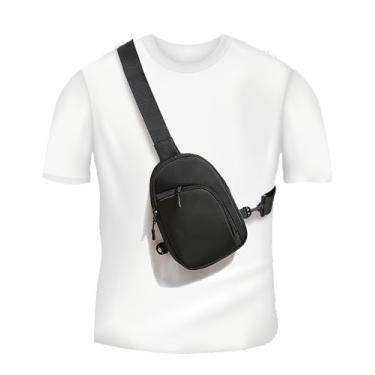 Imagem de Peicees Bolsa tiracolo pequena, bolsa tiracolo de viagem, impermeável, bolsa de telefone para mulheres e homens, pochete leve (preta)