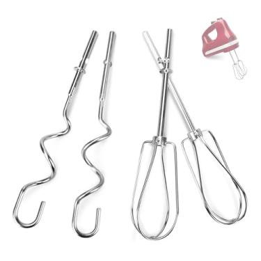 Imagem de Acessórios de gancho de massa para batedeiras KitchenAid, batedores turbo de aço inoxidável compatíveis com KitchenAid Mixer, substituição W10490648, KHM2B, AP5644233, PS4082859 (pacote com 4)