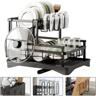 Imagem de Secador De Louças Escorredor De Pratos 2 Andares Aço Inoxidável Organi