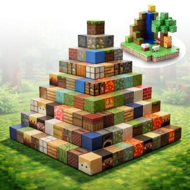 Imagem de Kit 50 Peças Blocos Magnéticos Minecraft Construção Cubos Brinquedos C