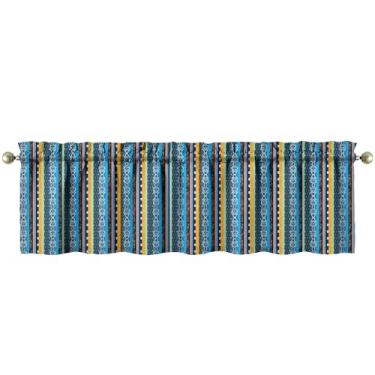 Imagem de Nojuikm Caixotes de cozinha boêmios engraçados decoração de janela pequena drapeados sobre a pia design para cozinha, quarto, lavanderia, decoração de casa 46 x 137 cm