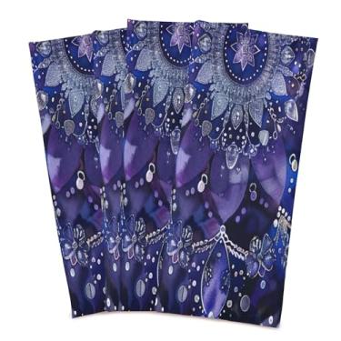 Imagem de xigua Conjunto de 4 panos de prato de cozinha mandala, macios e altamente absorventes de secagem rápida para limpeza de pratos e limpeza manual, 71 x 45 cm