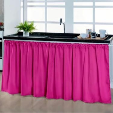 Imagem de Cortina Pia Cozinha Moderna Elegante 1,40 x 80 Decoração Balcão Tanque Tecido Oxford(Cortina Pia PINK,1 UNIDADE)